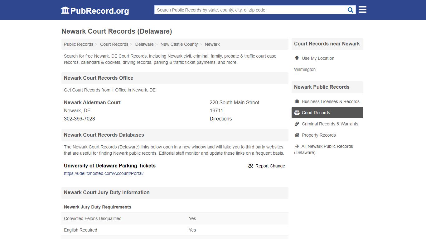 Free Newark Court Records (Delaware Court Records) - PubRecord.org